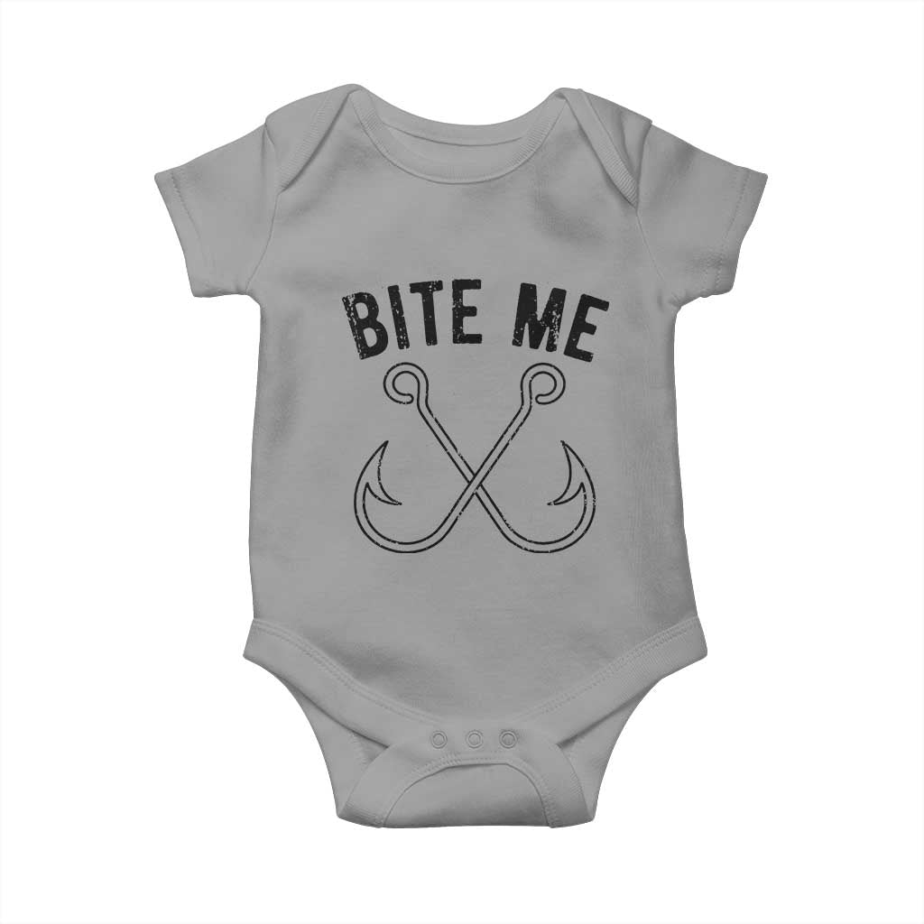 Cool Catchy Angler Baby Onesie Retro Bite Me Bass Fishing Fishermen