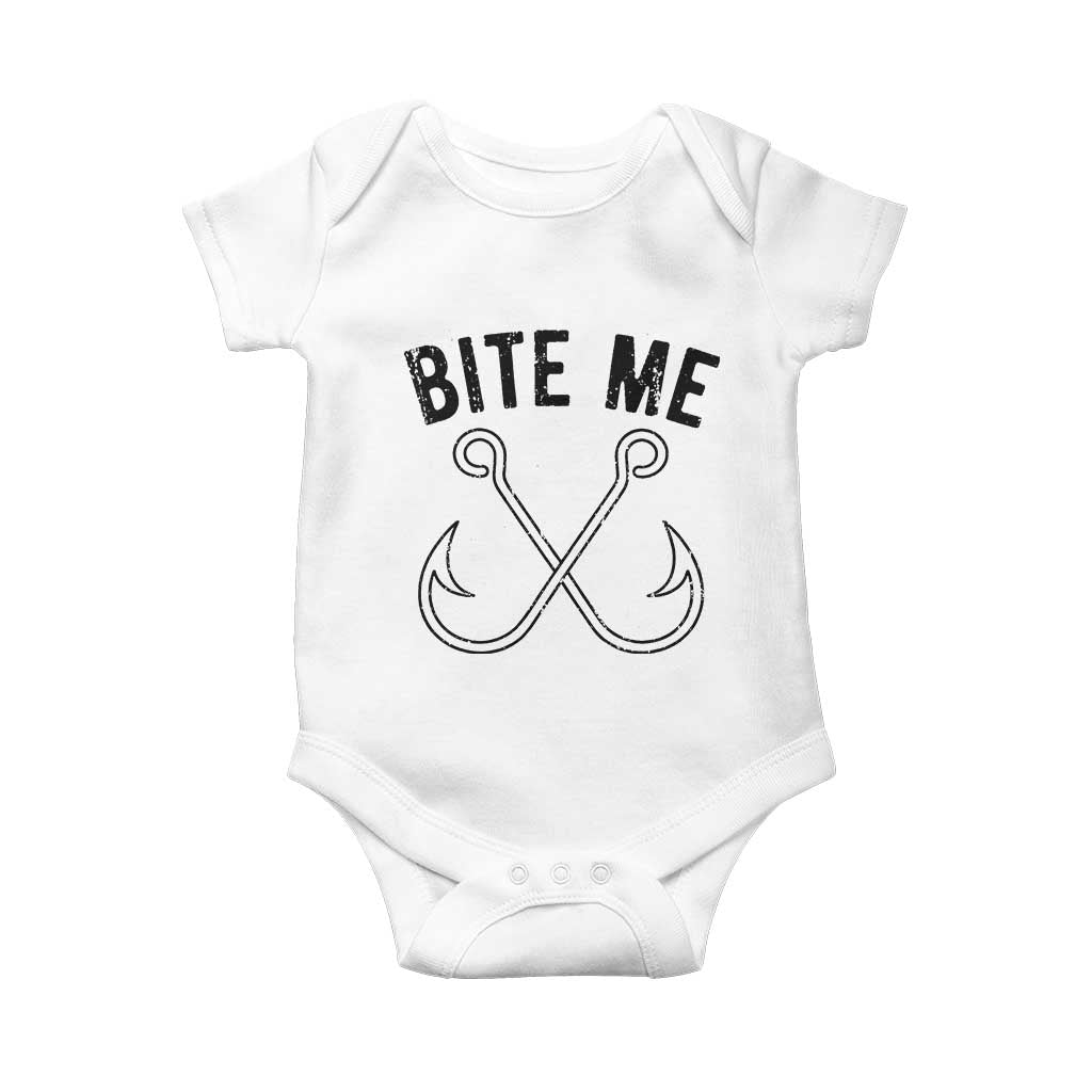 Cool Catchy Angler Baby Onesie Retro Bite Me Bass Fishing Fishermen