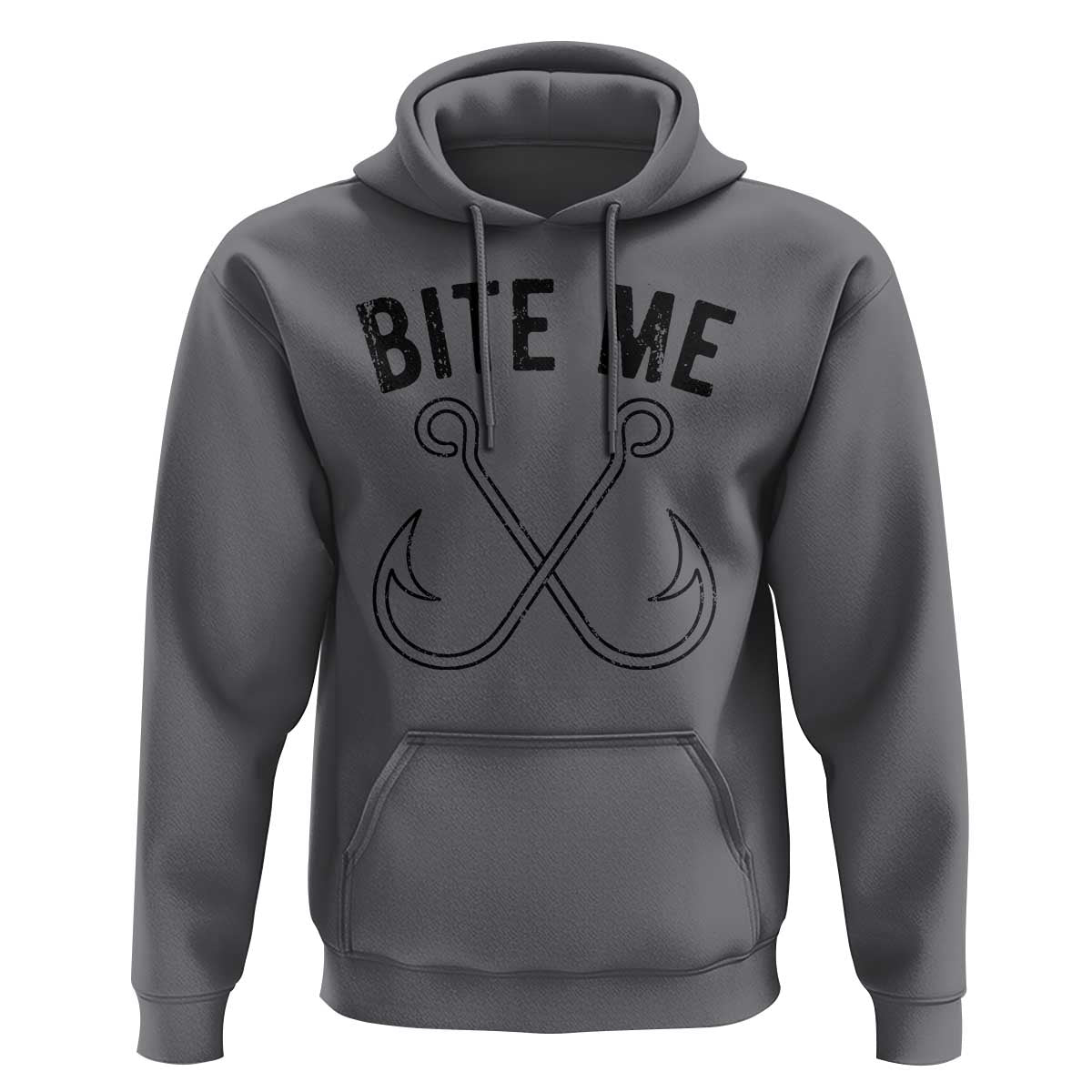 Cool Catchy Angler Hoodie Retro Bite Me Bass Fishing Fishermen