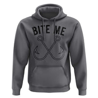 Cool Catchy Angler Hoodie Retro Bite Me Bass Fishing Fishermen