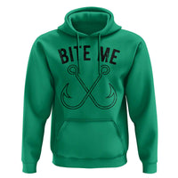 Cool Catchy Angler Hoodie Retro Bite Me Bass Fishing Fishermen