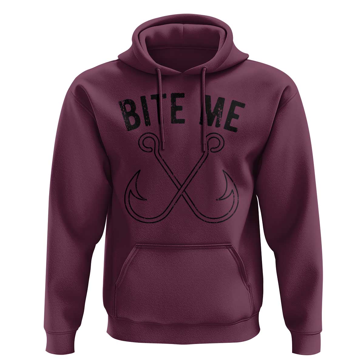 Cool Catchy Angler Hoodie Retro Bite Me Bass Fishing Fishermen