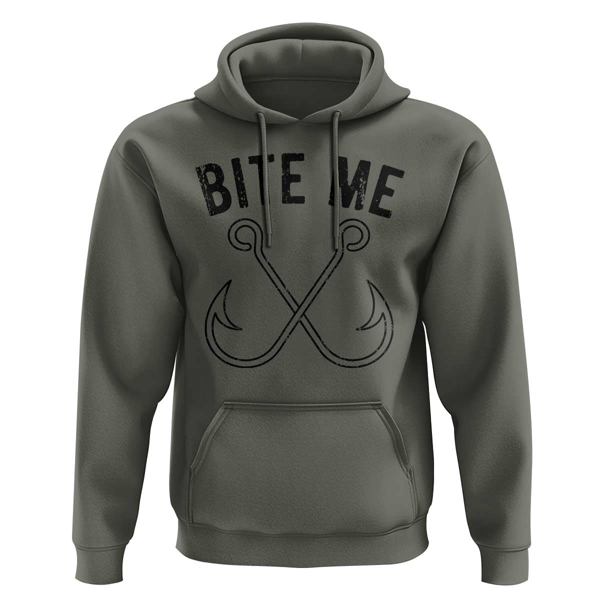 Cool Catchy Angler Hoodie Retro Bite Me Bass Fishing Fishermen