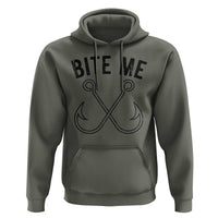 Cool Catchy Angler Hoodie Retro Bite Me Bass Fishing Fishermen