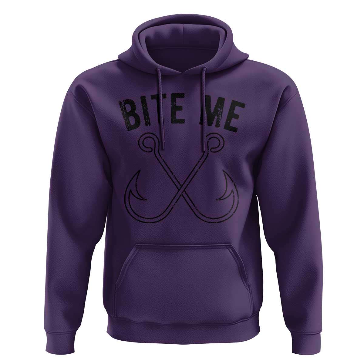 Cool Catchy Angler Hoodie Retro Bite Me Bass Fishing Fishermen