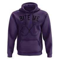 Cool Catchy Angler Hoodie Retro Bite Me Bass Fishing Fishermen