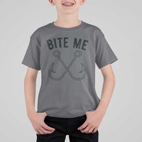 Cool Catchy Angler T Shirt For Kid Retro Bite Me Bass Fishing Fishermen