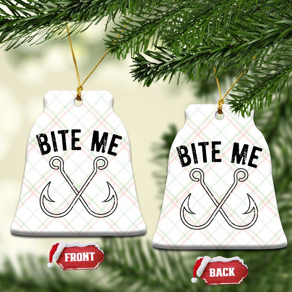 Cool Catchy Angler Ceramic Ornament Retro Bite Me Bass Fishing Fishermen