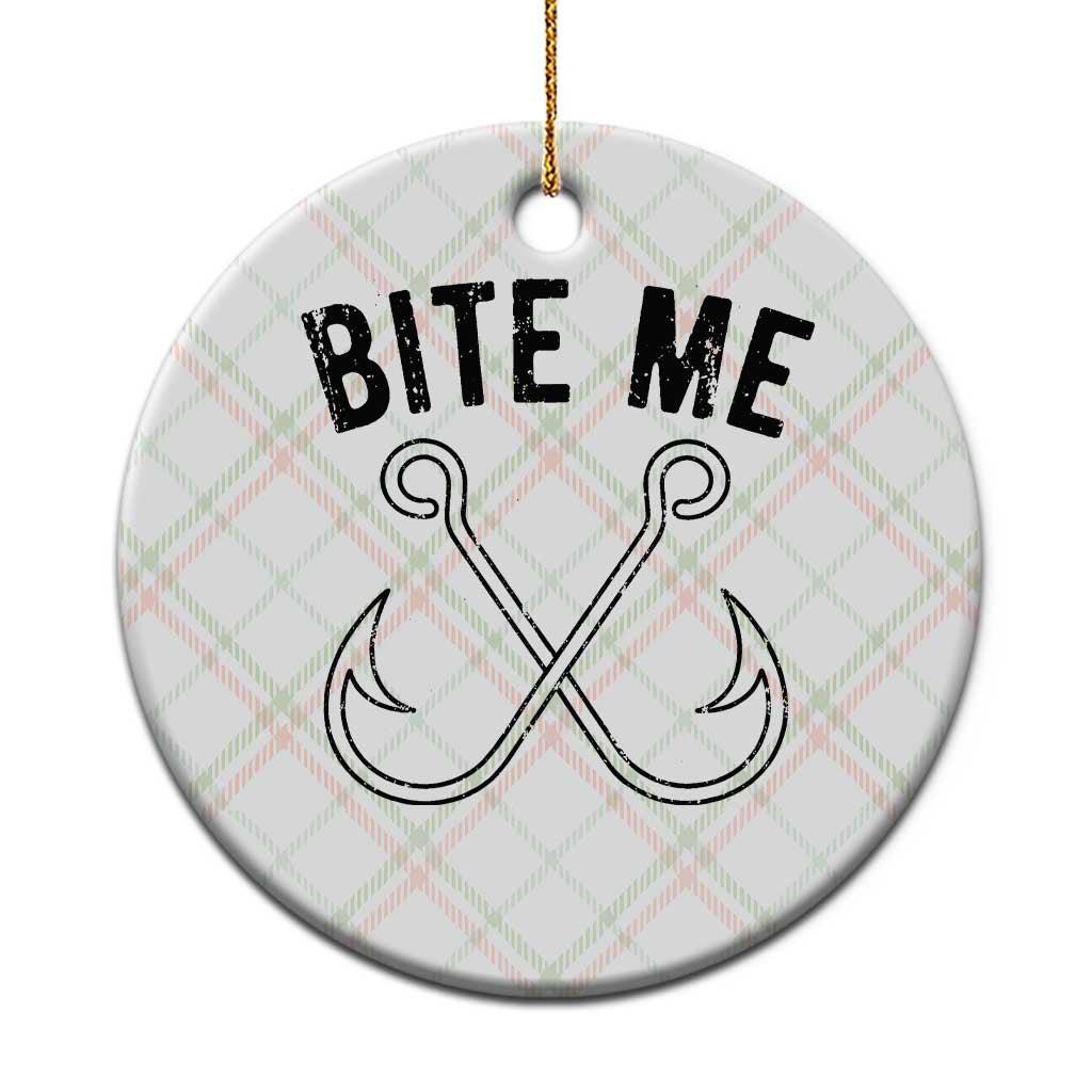 Cool Catchy Angler Ceramic Ornament Retro Bite Me Bass Fishing Fishermen