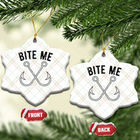 Cool Catchy Angler Ceramic Ornament Retro Bite Me Bass Fishing Fishermen