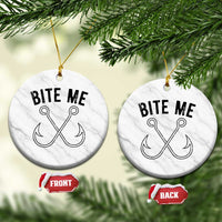Cool Catchy Angler Ceramic Ornament Retro Bite Me Bass Fishing Fishermen