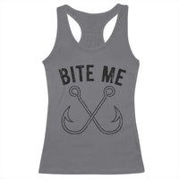 Cool Catchy Angler Racerback Tank Top Retro Bite Me Bass Fishing Fishermen