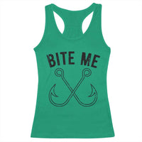 Cool Catchy Angler Racerback Tank Top Retro Bite Me Bass Fishing Fishermen