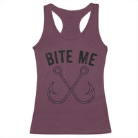 Cool Catchy Angler Racerback Tank Top Retro Bite Me Bass Fishing Fishermen