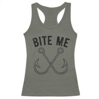 Cool Catchy Angler Racerback Tank Top Retro Bite Me Bass Fishing Fishermen