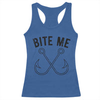 Cool Catchy Angler Racerback Tank Top Retro Bite Me Bass Fishing Fishermen