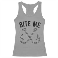Cool Catchy Angler Racerback Tank Top Retro Bite Me Bass Fishing Fishermen