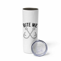 Cool Catchy Angler Skinny Tumbler Retro Bite Me Bass Fishing Fishermen