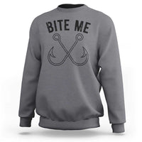 Cool Catchy Angler Sweatshirt Retro Bite Me Bass Fishing Fishermen