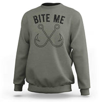 Cool Catchy Angler Sweatshirt Retro Bite Me Bass Fishing Fishermen
