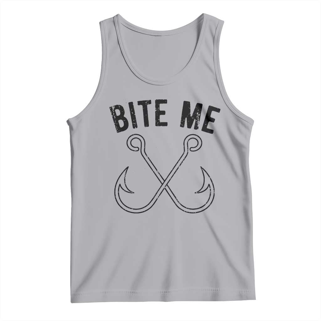 Cool Catchy Angler Tank Top Retro Bite Me Bass Fishing Fishermen