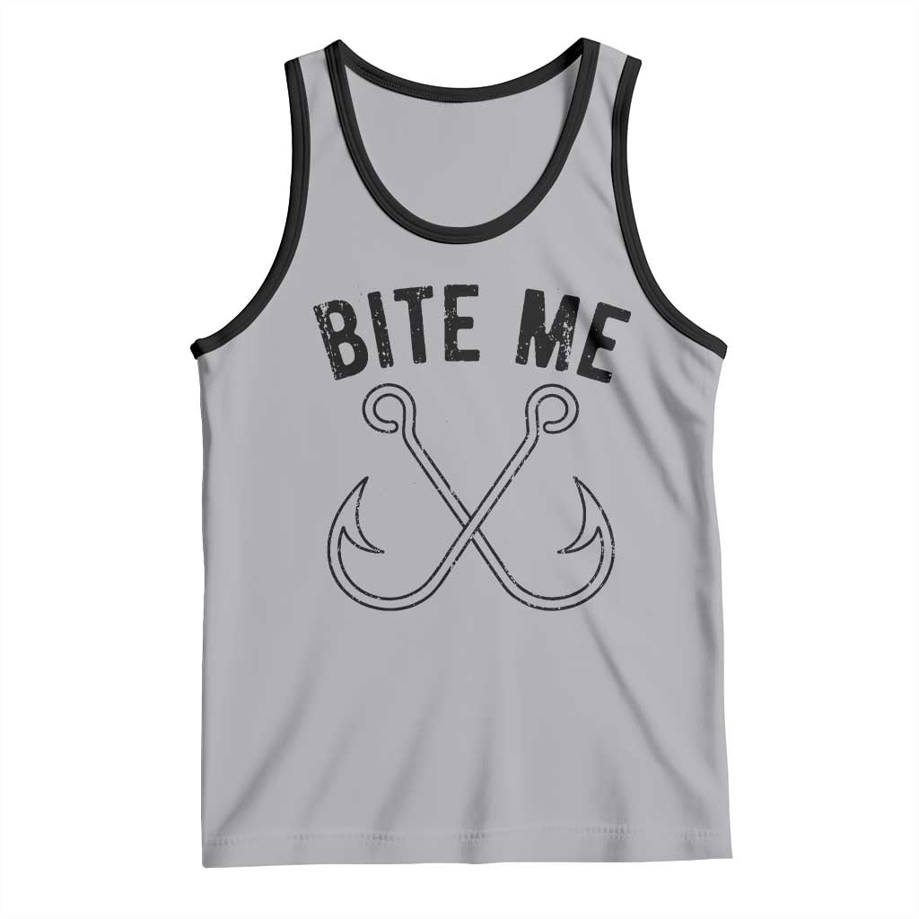 Cool Catchy Angler Tank Top Retro Bite Me Bass Fishing Fishermen