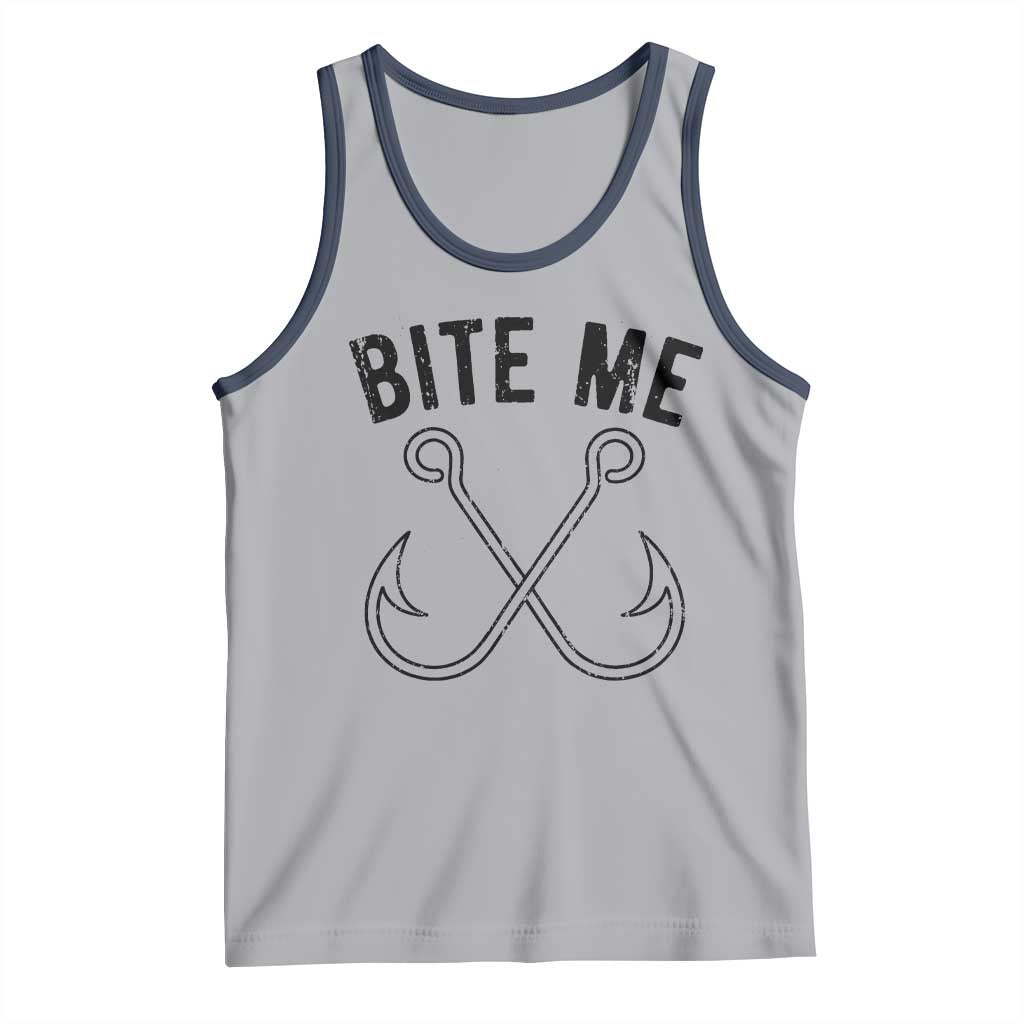 Cool Catchy Angler Tank Top Retro Bite Me Bass Fishing Fishermen