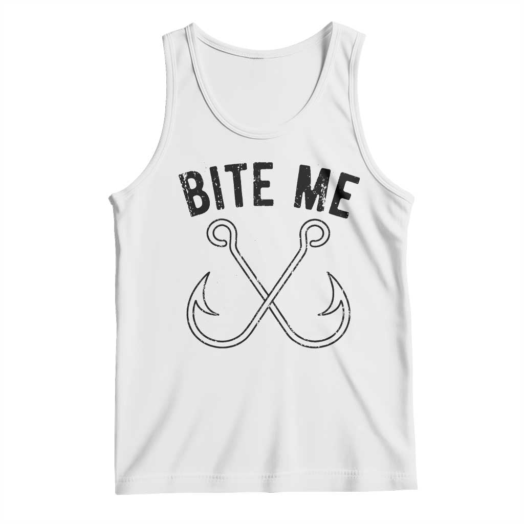 Cool Catchy Angler Tank Top Retro Bite Me Bass Fishing Fishermen