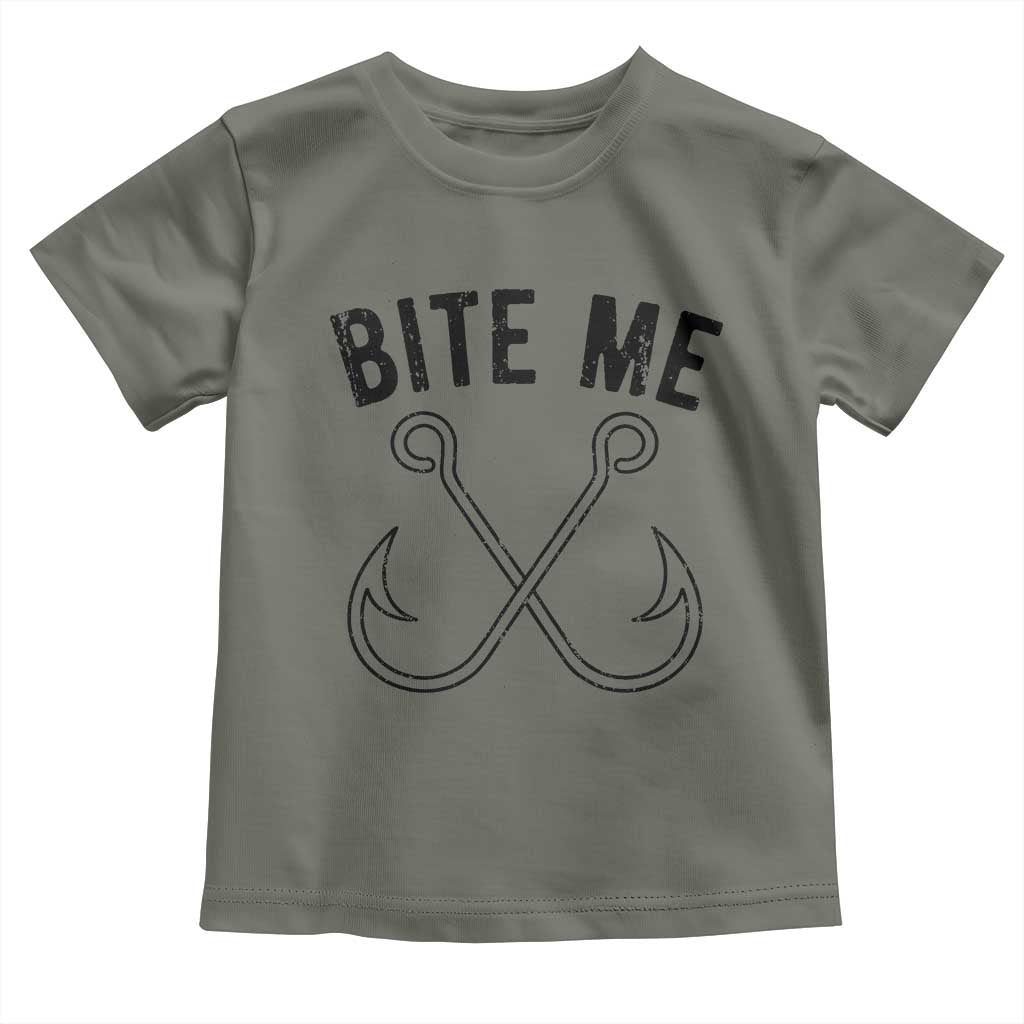 Cool Catchy Angler Toddler T Shirt Retro Bite Me Bass Fishing Fishermen
