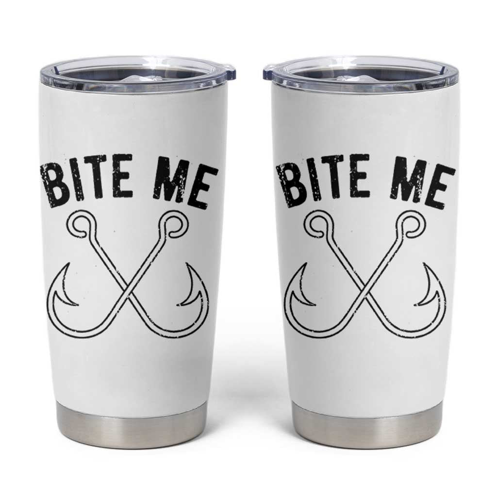Cool Catchy Angler Tumbler Cup Retro Bite Me Bass Fishing Fishermen