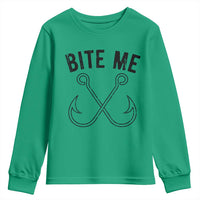 Cool Catchy Angler Youth Sweatshirt Retro Bite Me Bass Fishing Fishermen