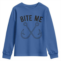 Cool Catchy Angler Youth Sweatshirt Retro Bite Me Bass Fishing Fishermen