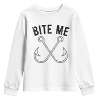 Cool Catchy Angler Youth Sweatshirt Retro Bite Me Bass Fishing Fishermen