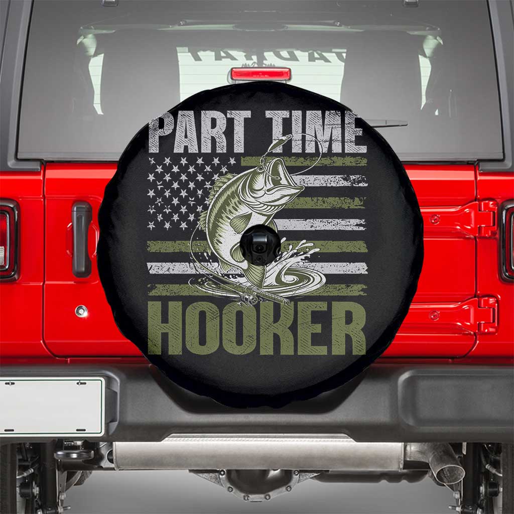 Part Time Hooker Spare Tire Cover Funny Fishing Patriotic US Flag Fisherman