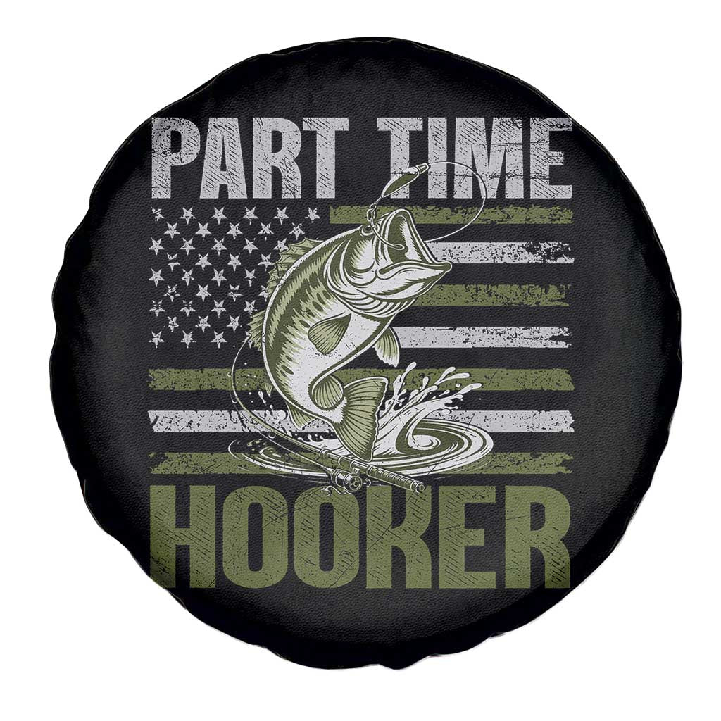 Part Time Hooker Spare Tire Cover Funny Fishing Patriotic US Flag Fisherman