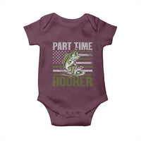 Part Time Hooker Baby Onesie Funny Fishing Patriotic US Flag Fisherman