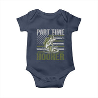 Part Time Hooker Baby Onesie Funny Fishing Patriotic US Flag Fisherman