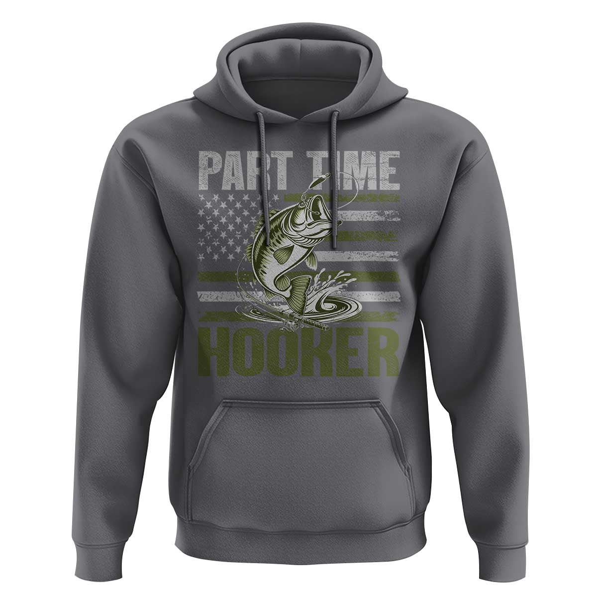 Part Time Hooker Hoodie Funny Fishing Patriotic US Flag Fisherman