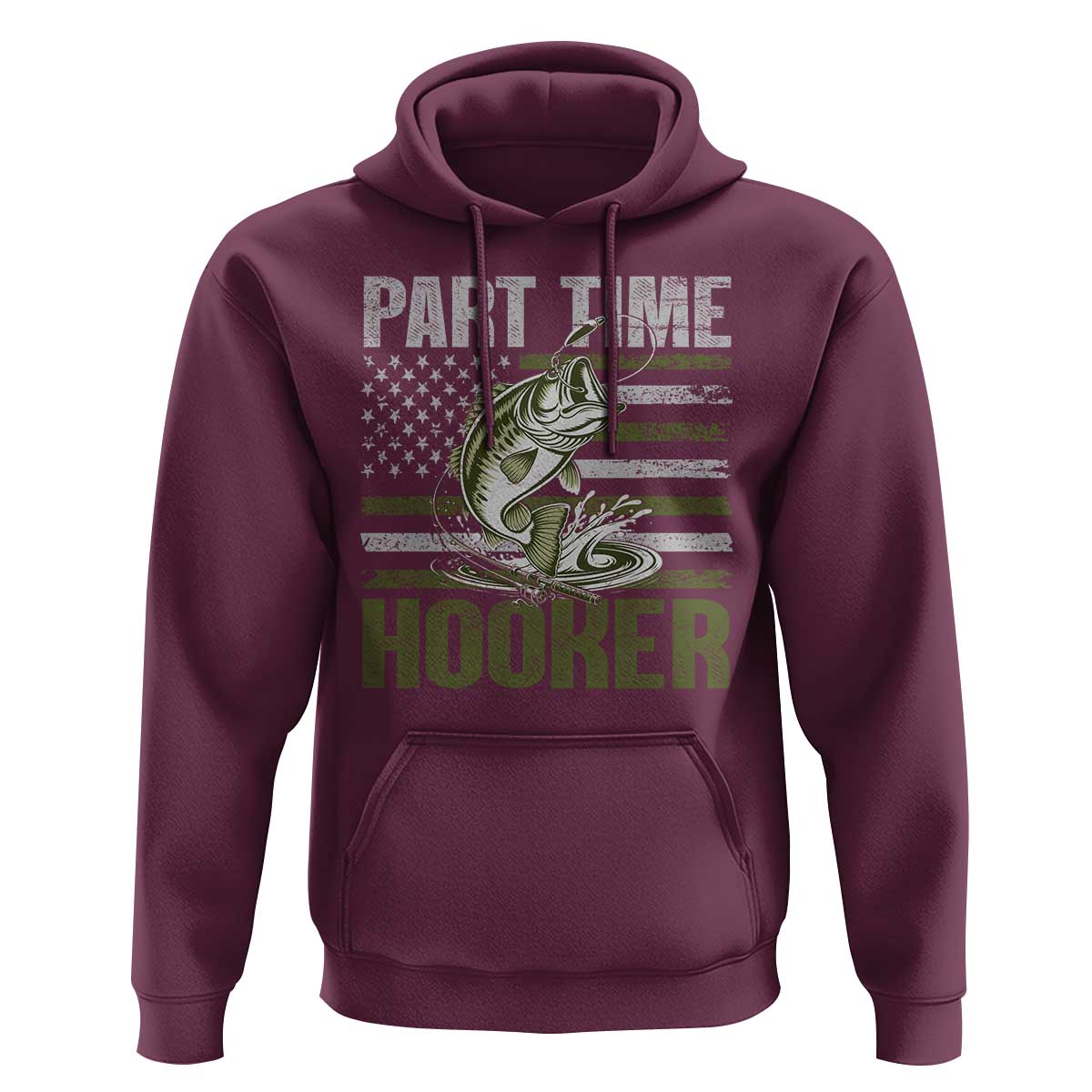 Part Time Hooker Hoodie Funny Fishing Patriotic US Flag Fisherman