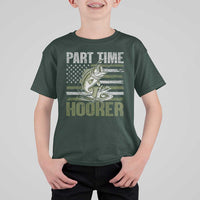 Part Time Hooker T Shirt For Kid Funny Fishing Patriotic US Flag Fisherman