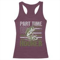 Part Time Hooker Racerback Tank Top Funny Fishing Patriotic US Flag Fisherman