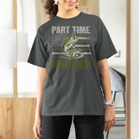 Part Time Hooker T Shirt For Women Funny Fishing Patriotic US Flag Fisherman