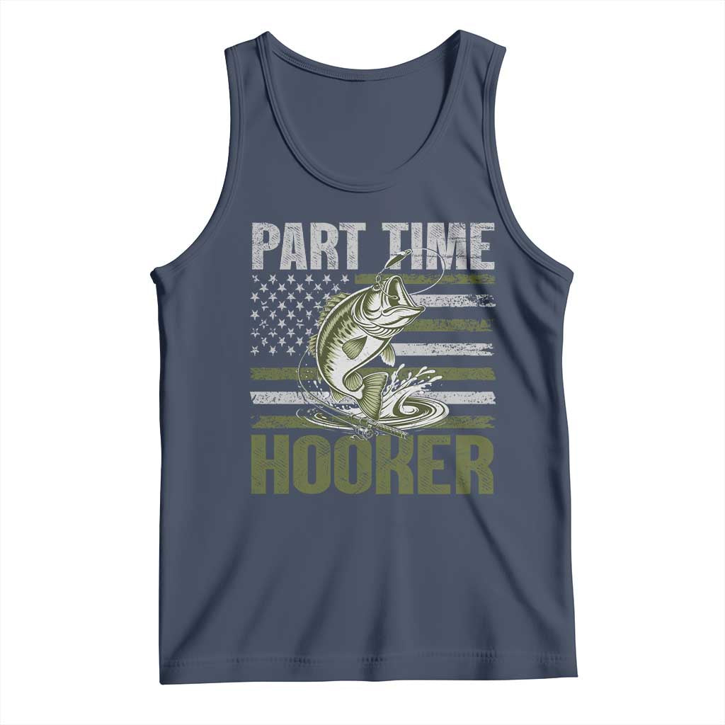 Part Time Hooker Tank Top Funny Fishing Patriotic US Flag Fisherman