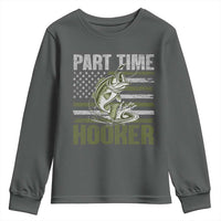 Part Time Hooker Youth Sweatshirt Funny Fishing Patriotic US Flag Fisherman