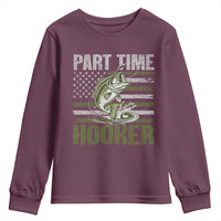 Part Time Hooker Youth Sweatshirt Funny Fishing Patriotic US Flag Fisherman