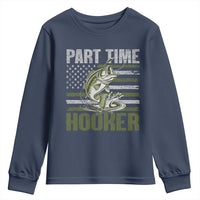 Part Time Hooker Youth Sweatshirt Funny Fishing Patriotic US Flag Fisherman