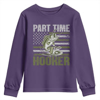 Part Time Hooker Youth Sweatshirt Funny Fishing Patriotic US Flag Fisherman