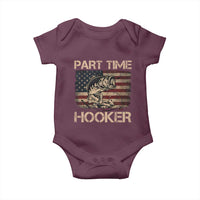 Part Time Hooker Baby Onesie Funny Fishing USA Flag Patriotic Fisherman