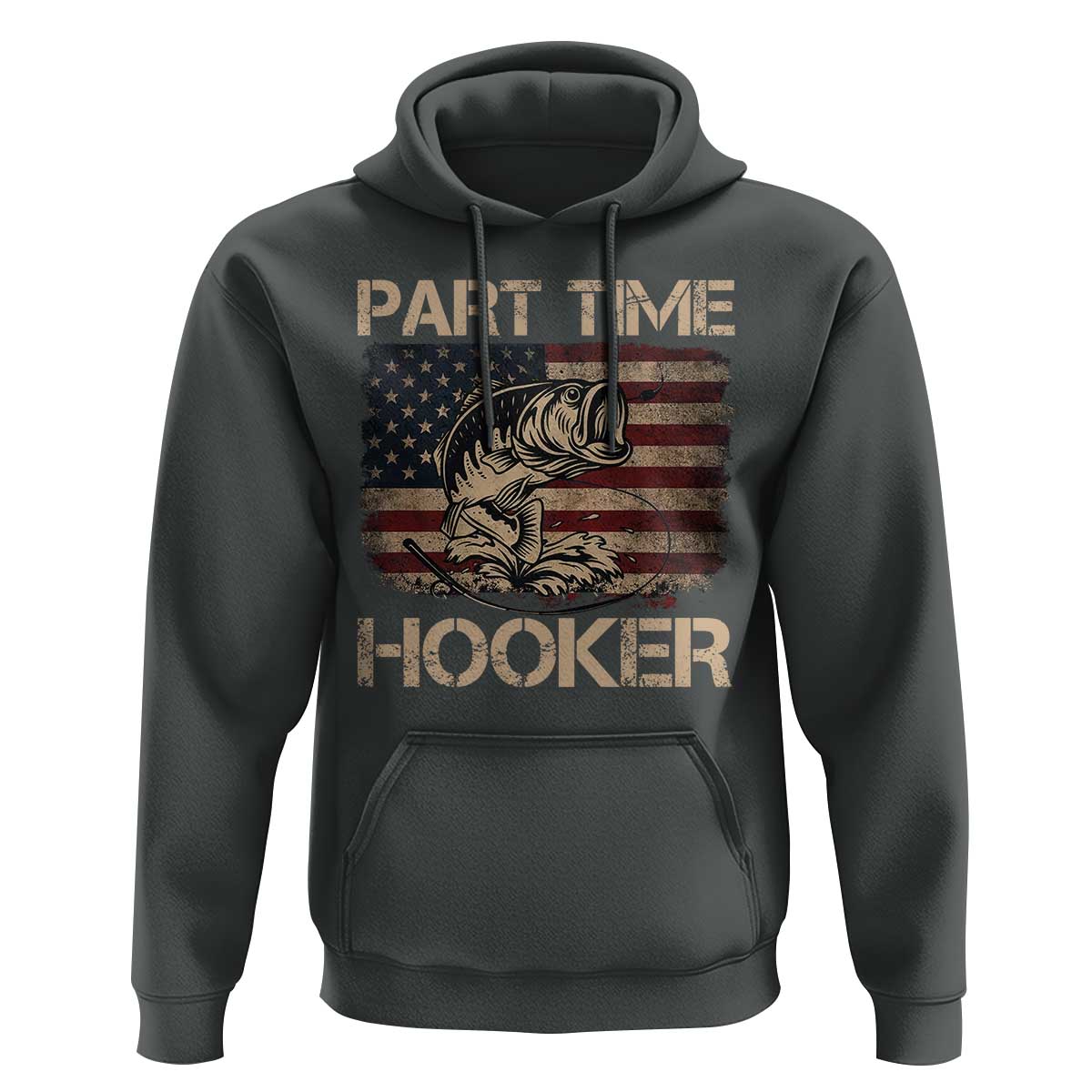Part Time Hooker Hoodie Funny Fishing USA Flag Patriotic Fisherman