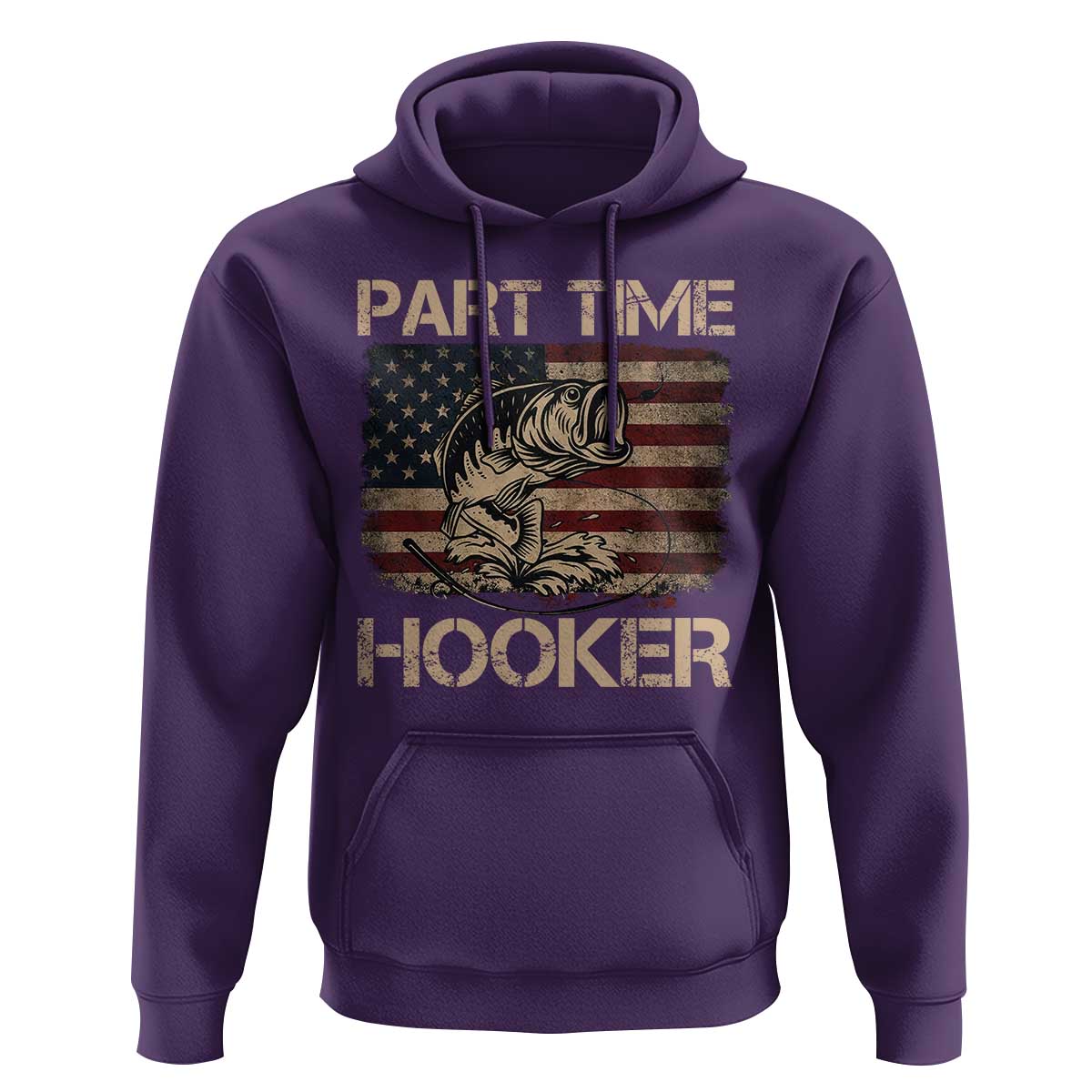 Part Time Hooker Hoodie Funny Fishing USA Flag Patriotic Fisherman